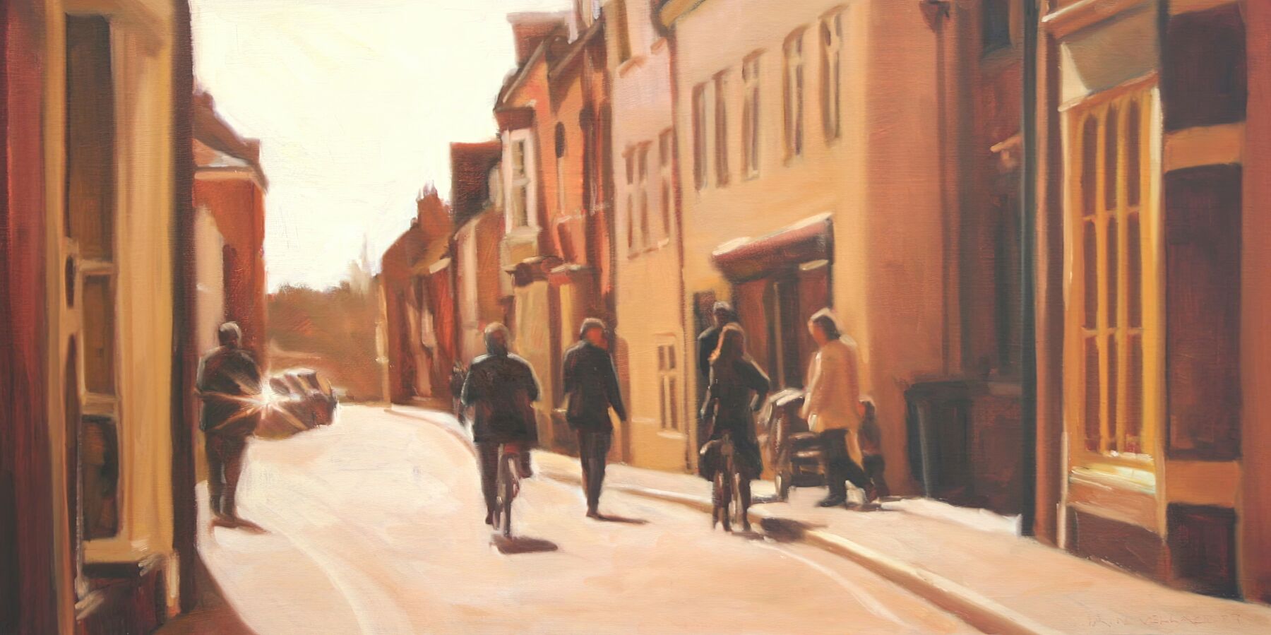 Bogles on Kingsgate Street - Winchester College Painting by Iain Vellacott - Fine Art Print