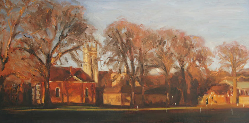 Evening Light Across Meads - Winchester College Painting by Iain Vellacott - Fine Art Print