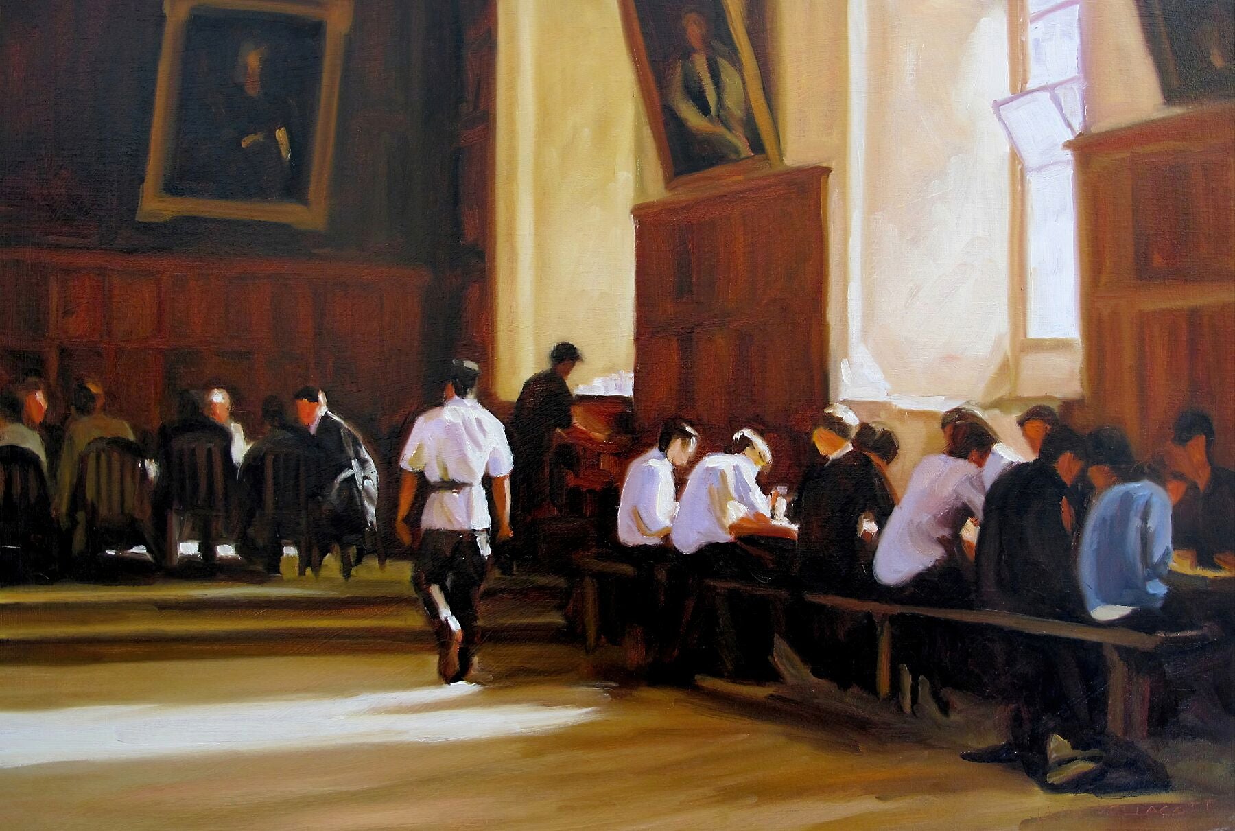 Lunch in College Hall - Winchester College Painting by Iain Vellacott - Fine Art Print
