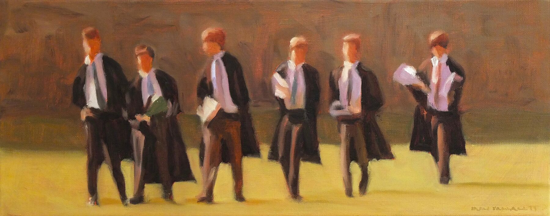 Flock of Scholars - Winchester College Painting by Iain Vellacott - Fine Art Print