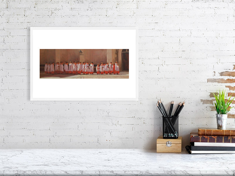 Chapel Choir - Winchester College Painting by Iain Vellacott