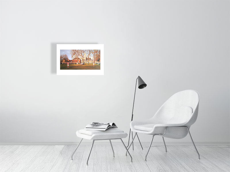 XVs on Canvas - Winchester College Painting by Iain Vellacott