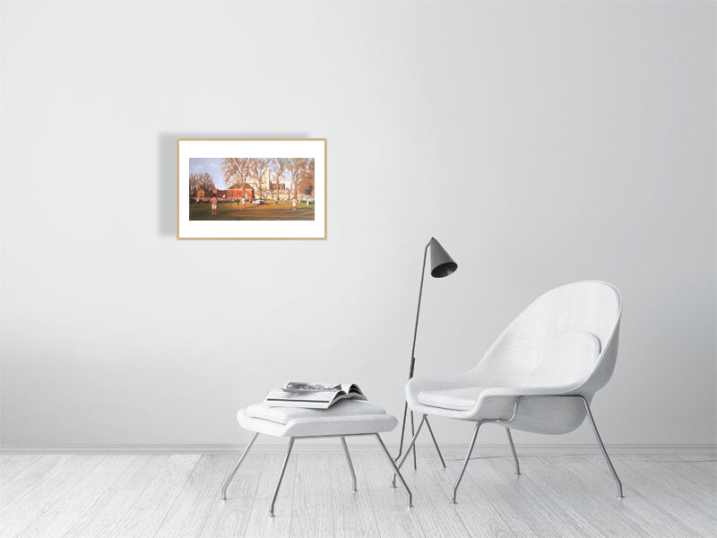 XVs on Canvas - Winchester College Painting by Iain Vellacott