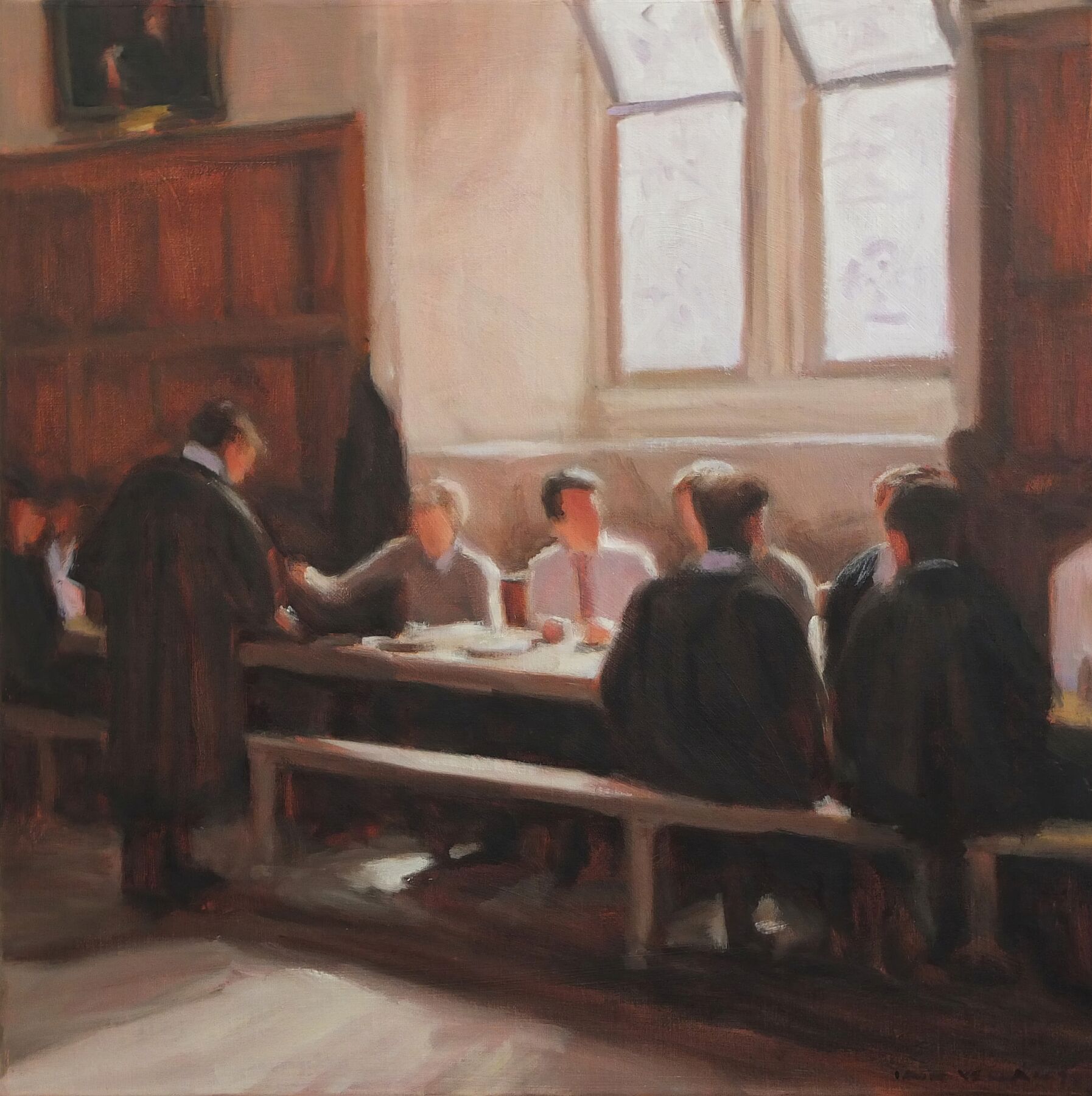 Lunchtime debate - Winchester College Painting by Iain Vellacott - Fine Art Print