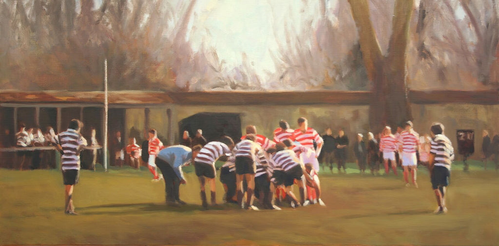 Watching the Hotwatch - Winchester College Painting by Iain Vellacott - Fine Art Print