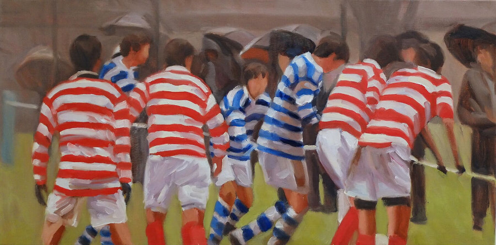 Xs in the Rain - Winchester College Painting by Iain Vellacott - Fine Art Print