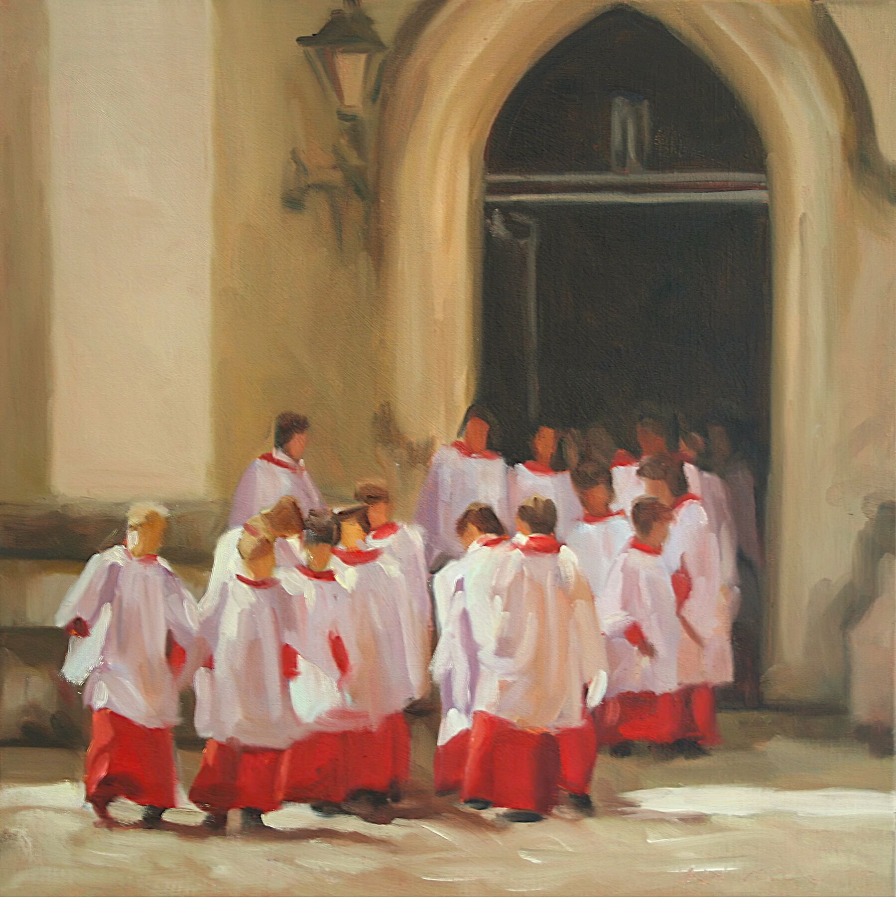After Chapel - Winchester College Painting by Iain Vellacott - Fine Art Print